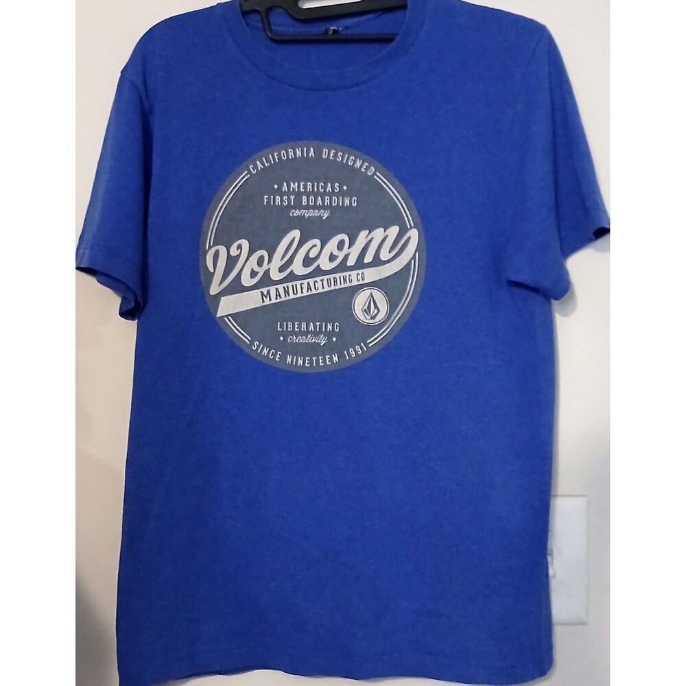 Volcom Skate Surf T Shirt Mens Small Blue Graphic Logo Streetwear Retro